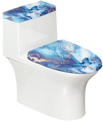 Marmeren Toilet Deksel Cover Set - Herbruikbare Tank Protector, Elastische Badkamer Kussen, Universele Decoratie