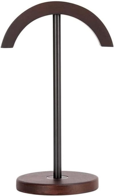 Hoofdtelefoonstandaard - Koptelefoonhouder Bureau - Hoofdtelefoon Opbergen - Aluminium Hout Combinatie - 16.2 x 12 x 27cm - Walnoot Zwart