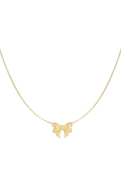 Minimalistische ketting met strikje - goudkleurig - Ketting - 38 + 5 cm - Stainless Steel (verkleurt niet!) - Goudkleurige ketting - Waterproof necklace - Dames ketting - Nikkel vrij - cadeau