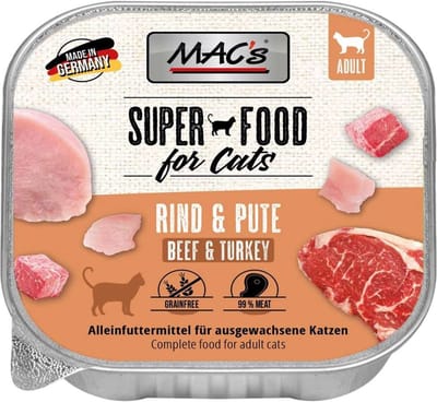 Mac’s Kattenvoer Natvoer - Vlees kuipje 70% Rund- en Kalkoenvlees 6 x 85g