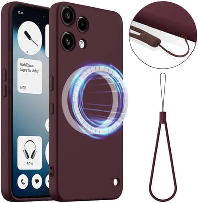 Hoesje geschikt voor Nothing Phone (3a) Lite - Phonesta Royale Liquid Silicone Back Cover met koord - Geschikt voor MagSafe - Donkerrood