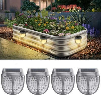 4 Stuks Energetische Zonne Tuinverlichting Met Schemer-Tot-Daglicht Sensor - 3000K Warm Wit - Magnetisch Buitenlamp - IP65 Waterdicht