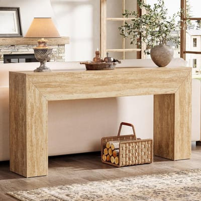 Tribesigns Consoletafel - Sidetable - Hout - Beige - Sofa Tafe - 160 x 30 x 80 cm - Console Tafel voor Hal, Woonkamer, Entree