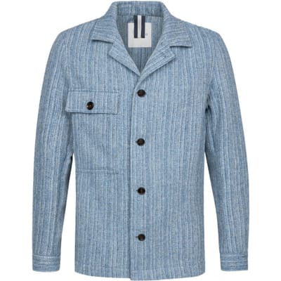 normale fit overshirt Profuomo lichtblauw geprint scheerwol