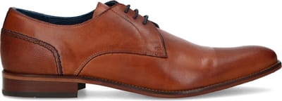 Manfield - Heren - Cognac veterschoenen - Maat 40