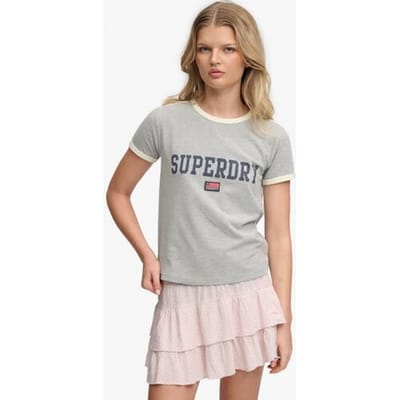 Superdry Athletic Essentials Gestreept T-shirt Grey Grootte: 38