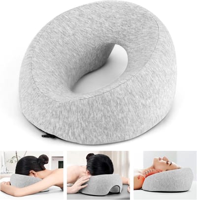 U-vormig Geheugenfoam Hoofdmassage Kussen voor Spa en Salon, Comfortabel en Ondersteunend, Lichtgrijs