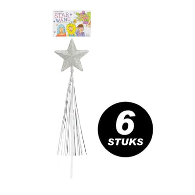 Zilveren Toverstafjes – Set van 6 – 45 cm – Verkleed & Feestartikel voor kinderen