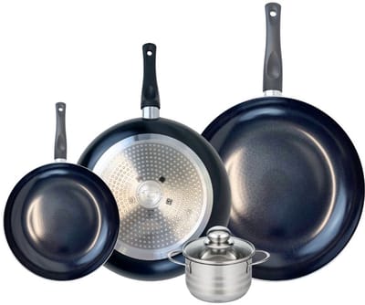 Set van 3 Koekenpannen 20, 28 en 32 cm en 1 braadpan 12 cm Elo Prima Brillant
