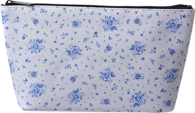 Juleeze Toilettas Dames 26x6x16 cm Wit Blauw Kunststof Roosjes