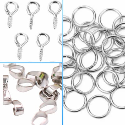 80- delig assorti van bails - schroef- en sieradenoogjes-zilverkleur - Charme Bijoux