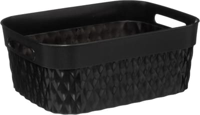 5Five Opbergmand/box van kunststof - zwart - 25 x 33 x 13 cm - 8.5 liter
