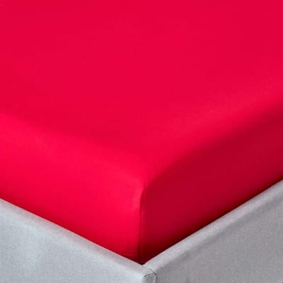 Homescapes Hoeslaken 140x190 cm – Rood – 100% Egyptisch Perkal Katoen – 200 TC – Extra Diep 46 cm