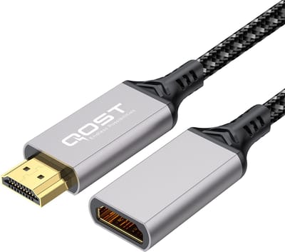 Qost - HDMI 2.1 Verlengkabel - 8K60Hz - 48Gbps - HDMI Male to HDMI Female, High Speed, 3D / 4K / 60Hz - Spacegrey - 2 Meter
