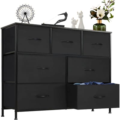 Ladekast met 7 Laden - Opbergkast Kledingkast - Metalen Frame & Stoffen Laden - Slaapkamerkast - 100 x 30 x 77 cm