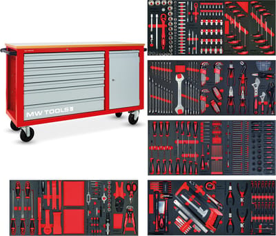 Gevulde gereedschapswagen met kast XL 514-delig MW Tools MWE512K3