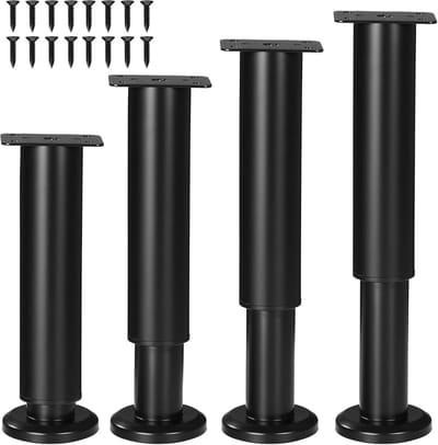 4 stuks Verstelbare Zwarte Meubelpoten Metaal 18-30 cm voor Kasten en Banken