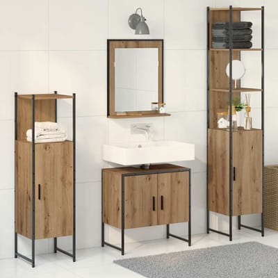 vidaXL - Badkamermeubel - Set - 4 - st - Bruin - 33 - x - 33 - x - 185,5 - cm - Bewerkt - hout