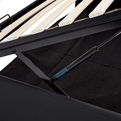 DESMIU Gestoffeerd Bed 140cm*200cm – Bed Met USB Oplaadfunctie En LED Verlichting – Met Opbergruimte En Lattenbodem – Voor Slaapkamer – PU – Zwart – Zonder Matras