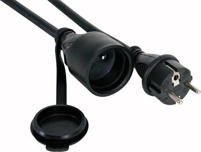 HQ-Power Verlengkabel, met krimpkous, H05RR-F 3G2.5, 3 m, 16 A/230 V, 3680 W, type E/F, IP44, rubber, zwart