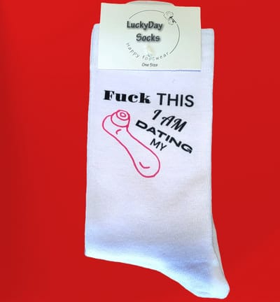 Vibrator - Valentijn - I Love you - Grappige cadeau - Verjaardag - Valentijns cadeau - Vrijgezellen cadeau - Grappige sokken - Sex Toys - Cadeau voor vrouw - Kado - Sokken - Verjaardags cadeau haar - Verliefd - LuckyDay Socks - Maat 37-44