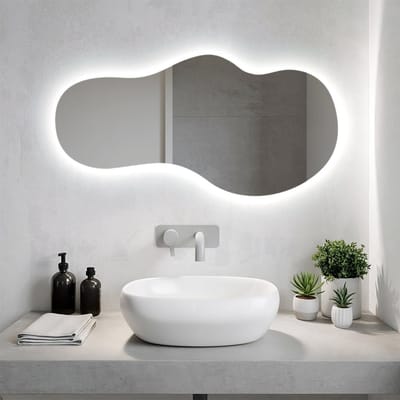 Coloray Toiletspiegel LED - LED verlichting Spiegel - 40 cm x 80 cm - Onregelmatige Spiegel Met LED - LED Organische Spiegel Groot - Decoratieve Organische Spiegel Gang - Koel Wit 6500K
