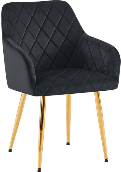 CLP Monett Eetkamerstoel - met armleuning - klassiek - metalen frame - Velvet - goud/zwart
