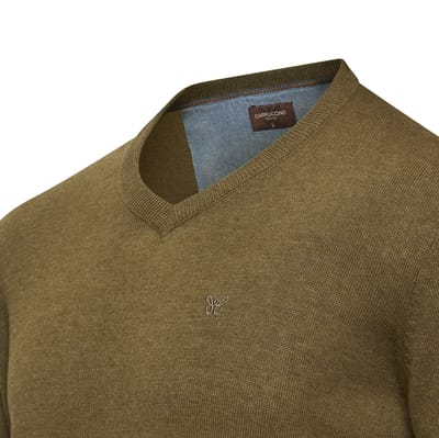 Cappuccino Italia - Heren Trui Pullover Salerno - Groen - Maat XXL