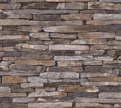 Steen tegel behang Profhome 914217-GU vliesbehang glad met natuur patroon mat bruin beige geel 5,33 m2
