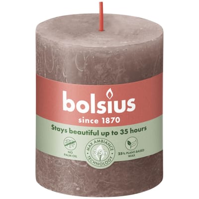 Bolsius Stompkaars Rustic Taupe Ø68 mm - Hoogte 8 cm - Taupe - 35 Branduren