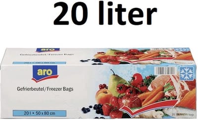 Diepvrieszakjes 20 liter - 25 diepvrieszakken - transparant - 50x80 cm- Vershoudzakjes voor in de vriezer - Lekvrij - Boterhamzakjes