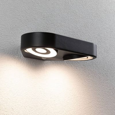 LED-wandarmatuur voor buiten Silma Schemergestuurde bewegingsmelder (IR) Dubbele lichtemissie IP44 hoekig 280x176 mm 3000K 2x5,5W / 2x0,7W 2x600lm 230V Antraciet Aluminium