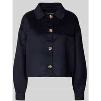 Overhemdjack met wol en labeldetail