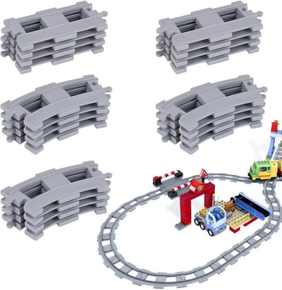 Trainset met Rails, Inclusief 6 Rechte en 12 Bochten, Geschikt voor Modelspoor en Speelgoedtreinen