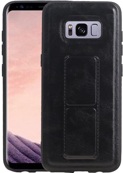Grip Stand Hardcase Backcover - Telefoonhoesje - Achterkant Hoesje - Geschikt voor Samsung Galaxy S8 - Zwart