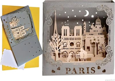 Popcards popupkaarten - Eiffeltoren, Montmarte, Sacré Coeur, Notre Dame, Paris je t’aime Parijs pop-up kaart