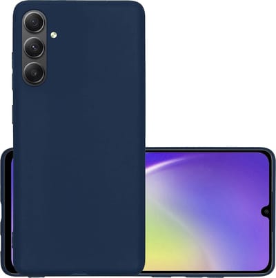 Hoesje - Geschikt voor Samsung Galaxy A34 - Sterk & Shockproof - Hoes Cover - Siliconen Case - Donkerblauw
