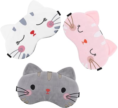 Dailygoods- Slaapmasker Kinderen - 3 Stuks - Cartoon Design - Verstelbare Riem - Zachte Oogbedekking - 19 cm x 10 cm - Verduisterend - Oogmasker