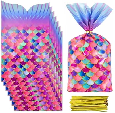 50x Uitdeelzakjes Zeemeermin 15x25cm - Traktatie Zakjes Voor Uitdeelcadeautjes - Uitdeelzakjes Kinderfeestje - Verjaardag - Feestje - Mermaid Roze - 12.5 x 27.5 cm - 50 Stuks