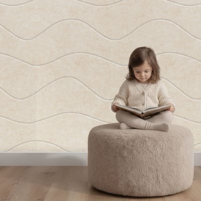 Wandpaneel vilt, golvend, crème beige – 2950 x 1200 mm | 9mm dik | Verbetert de akoestiek | Eenvoudige montage | Wanddecoratie