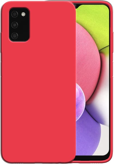 Smartphonica Siliconen hoesje voor Samsung Galaxy A03s case met zachte binnenkant - Rood geschikt voor Samsung Galaxy A03S