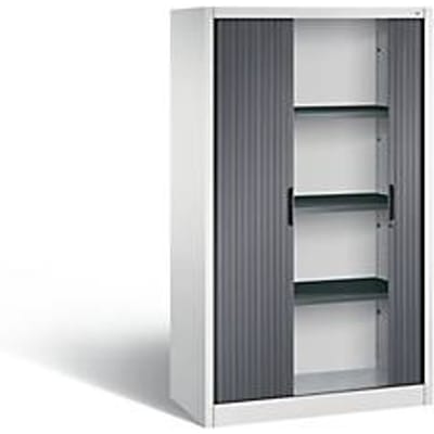 C + P Omnispace rolluikkast, 4 OH, afsluitbaar, B 1000 x D 420 x H 1660 mm, staal/kunststof, lichtgrijs/zwartgrijs