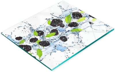 Gehard multifunctioneel decoratief bord van glas met braam- en watermotief, 60x52 cm