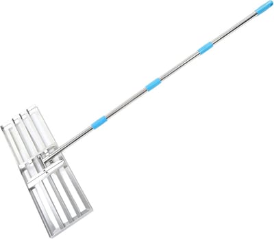 Gazon Hark - Grond Egaliseren - Gazon Onderhoud - Verstelbare Lengte - 76x25cm Kop - Zilver