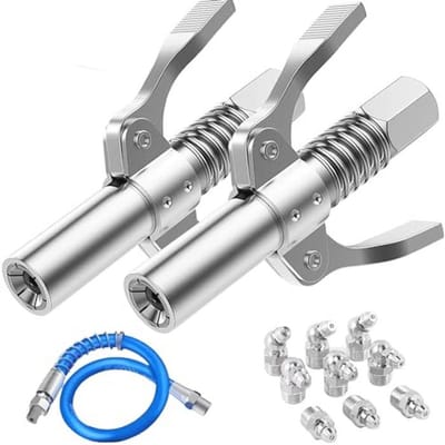Vetpistool Koppelingset - 2 Stuks met Flexibele Slang en Smeernippels