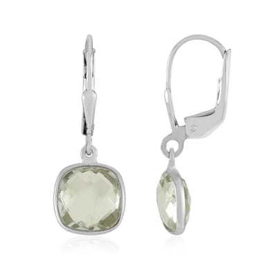 Cavill - Oorbellen 925 Sterling Zilver Geplatineerd - Groene Amethist 3,72 ct - Antiek Kussen Schaakbord Slijpsel - Handgemaakt Elegant Design