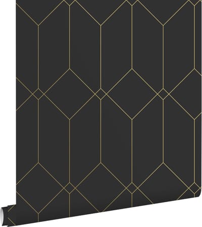 ESTAhome behang art deco motief zwart en goud - 53 cm x 10.05 m - 139746