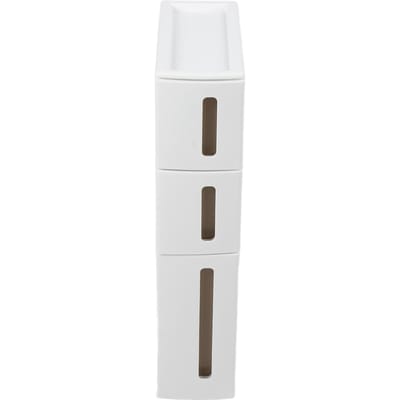 Badkamer Opbergkast met 3 Laden PP 5.5 Inch Smal Slank Organizer Kleine Hoek Vloer white