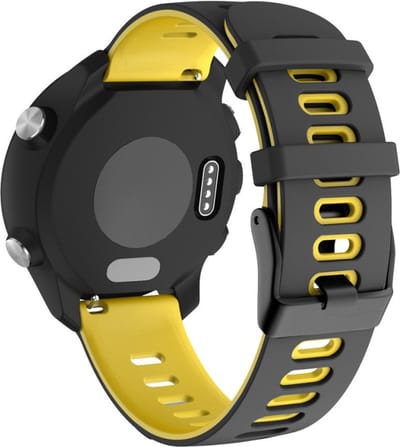 Siliconen bandje - geschikt voor Huawei Watch GT Runner 2 / GT 2(e) 46 mm / GT 3 / 4 / 5 (Pro) 46 mm / Watch 3 (Pro) / Watch 4 (Pro) / GT 6 (PRO) 46mm - zwart-geel