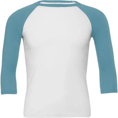 Bella+Canvas Unisex 3/4 Sleeve Baseball T-Shirt CV3200 - White/Denim Triblend (Heather) - XS
